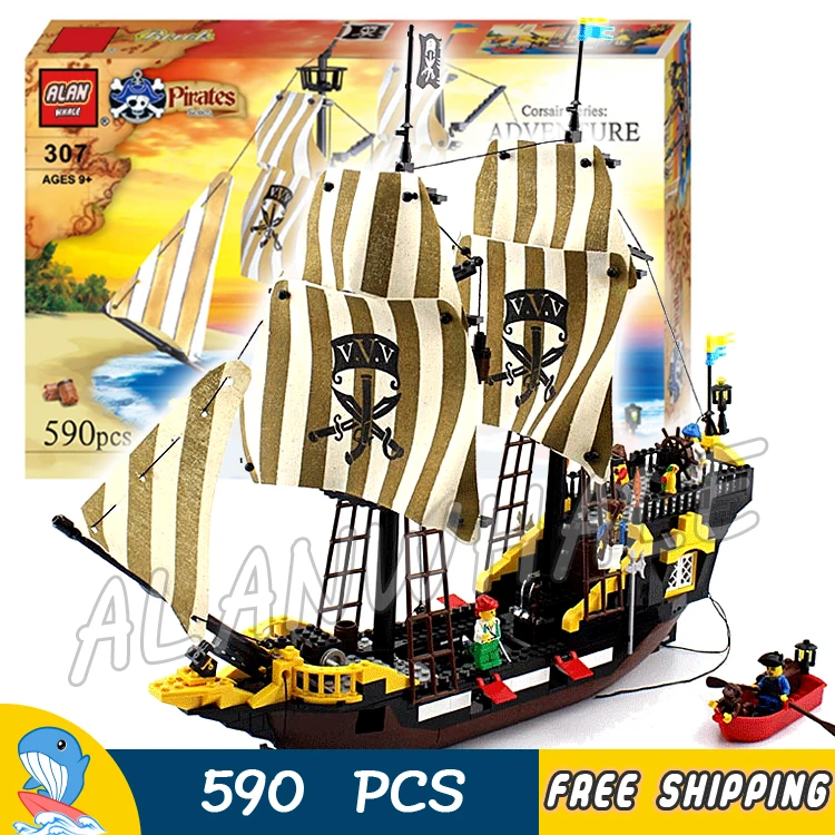 

590pcs Movie Series Pirates of the Caribbean Ship 307 Assemble Figure Building Blocks Adventure Toys Compatible With Lago