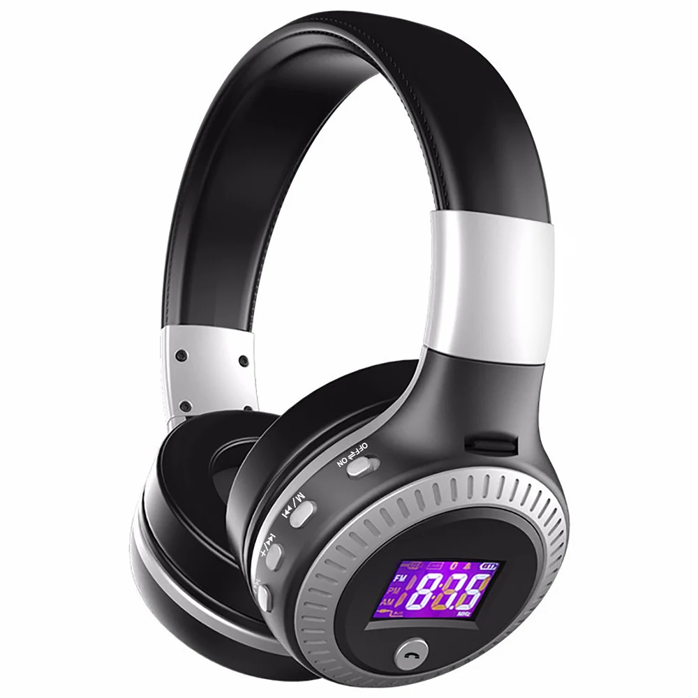 ZEALOT B19 Bluetooth наушники Беспроводная гарнитура над ухом FM радио Micro SD карты MP3 играть с микрофоном - Цвет: Silver