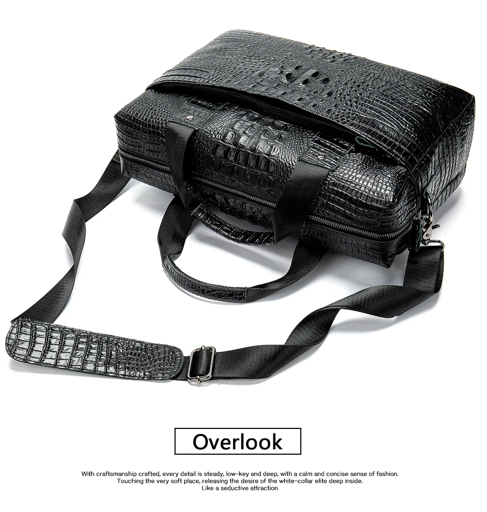 23 Men's Genuine Leather Briefcase Male man computer Laptop Bags For Men Cow Leather Men's Bag Crocodile Pattern handbags
