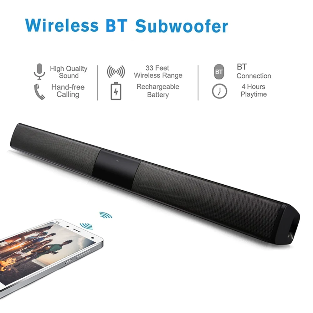 Портативный беспроводной звуковой бар Bluetooth динамик BT 4,2 3D Саундбар супер бас сабвуфер Aux 3,5 мм FM радио TF Колонка коробка для ТВ ПК