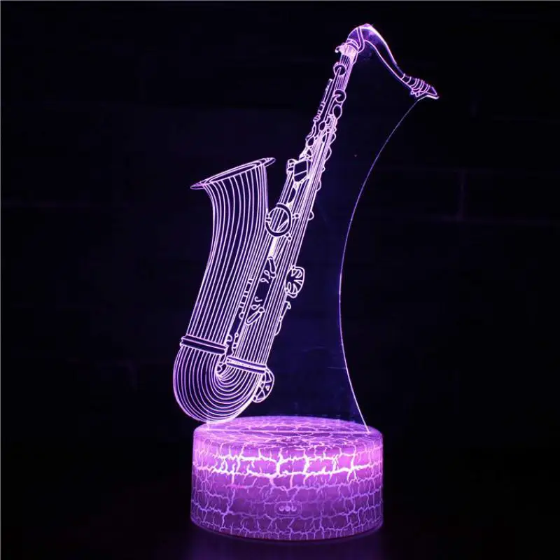 

Guitar instrument series 3d Table Lamps For Living Room White base Lovely 7 color change 3D Lamp Christmas decorations gift