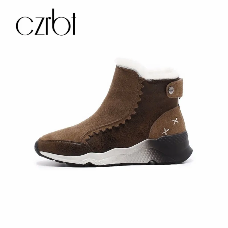 formes Neige Plates Noir Peluche La Confortable D'hiver Talons marron Czrbt Laine Avec En Femme Femmes De Cuir 2018 Coins Bottes Cheville Chaussures Véritable 6gfUwZ1