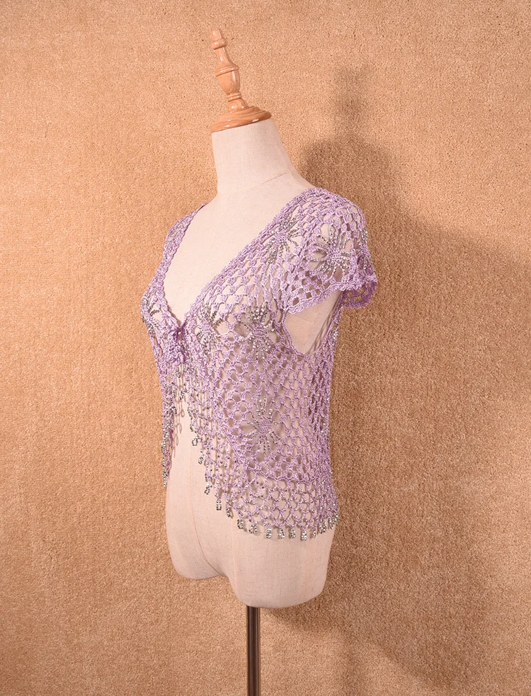 Женский свитер накидка с коротким рукавом и кружевом w309|crochet shrug|cardigan fashionfashion
