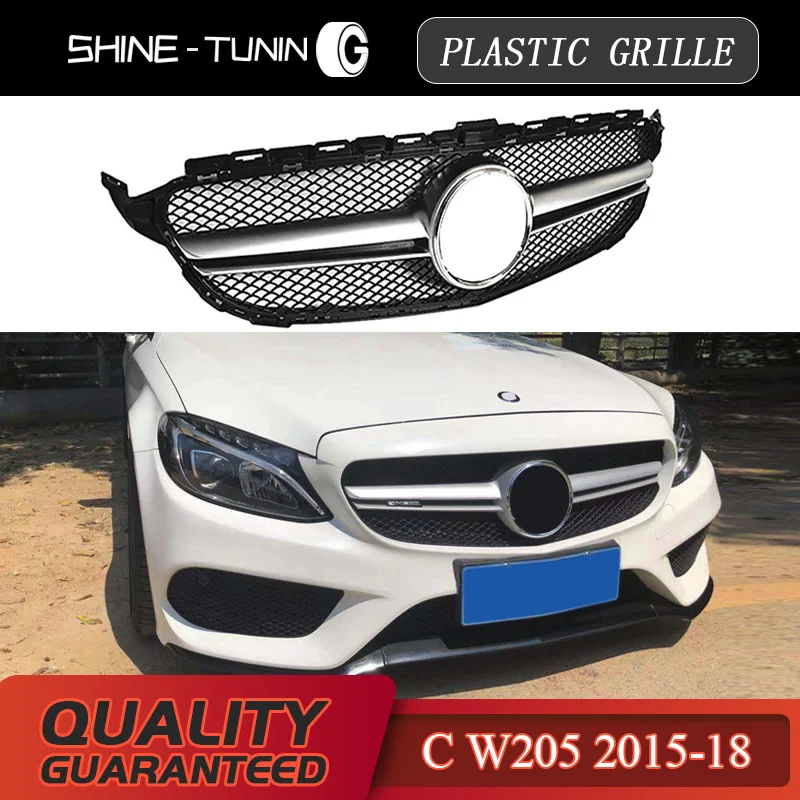 W205 C63 подходит для типа Решетки Подходит для W205 Sport Virsion-up c-класса, черный, серебристый C180 C200 C220D C250 C300 C450