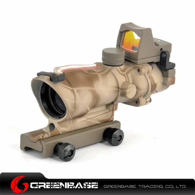 Cheap Greenabse ACOG Scope  4X32 Real Fiber Red Illuminated Reticle crosshair Rifle Optics and Red Dot Sight For m4a1 Air Rifle