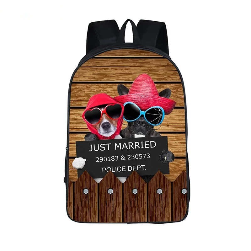 

Men Women Fashion Funny animals prints Students School Bag Girls Boys Rucksack mochila customize Halloween gift