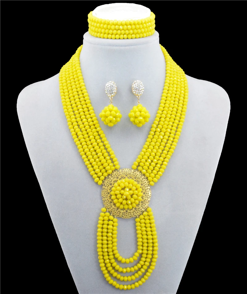 

Fashion Nigerian African Wedding Beads Jewelry Set , Crystal Necklace Bracelet Earring Women Fashion Jewelry Free Shipping