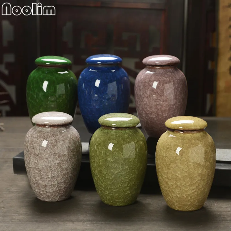 

Small Concise Ceramic Ice Crack Tea Box Mini Storage Containers Tea Jar Sealed Tea Candy Tea Accessories