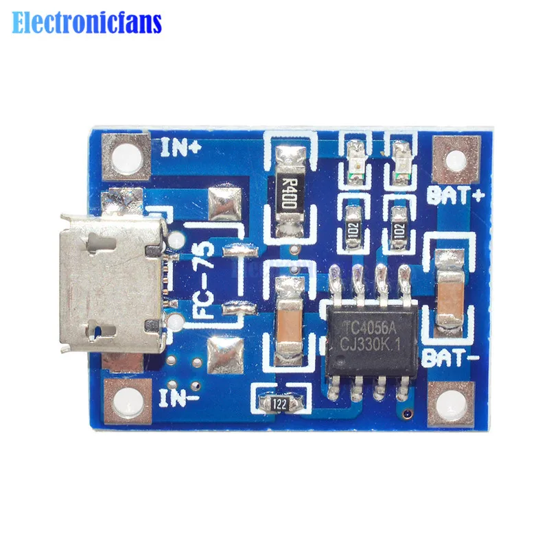 

5Pcs/Lot TP4056 Micro USB 5V 1A 18650 Lithium Battery Charger Board With Led Indicator Over Charge Discharge Protection 4.5~5.5V