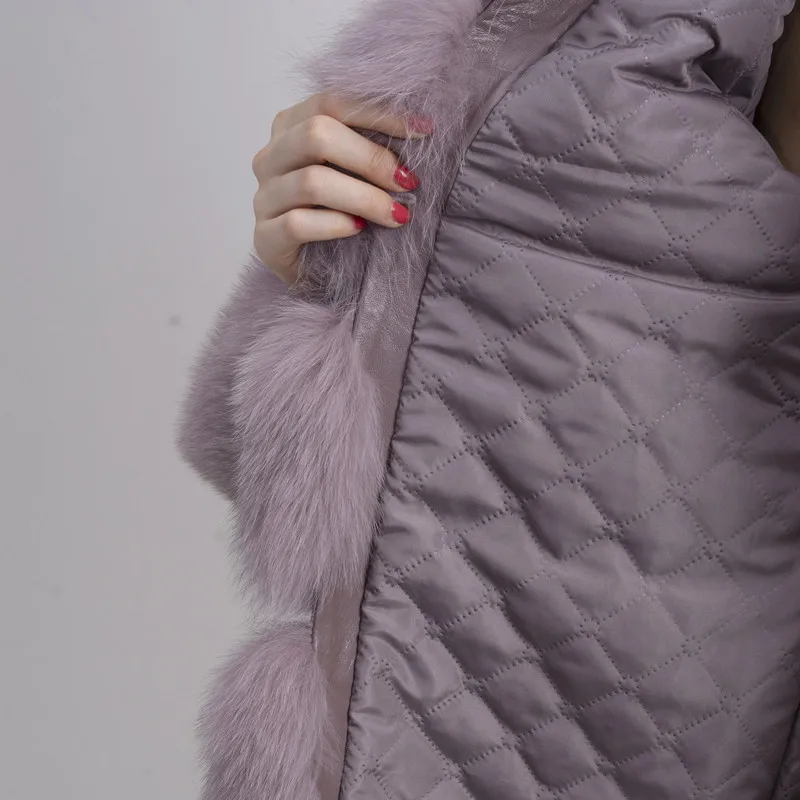 QIUCHEN PJ8142 зима 70 см женская шуба из натурального Лисьего меха с воротником из лисьего меха с длинными рукавами пальто натуральный костюм лисы Высокое качество