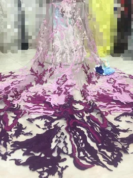 

Purple Fashion French Net Lace Fabric Hot Sale African Mesh Lace Fabric For Wedding Dress(CD-2-19