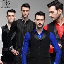 Новое поступление мужской латинский/бальное платье без рукавов костюм жилет ча/Румба/Самба топы Одежда для танцев