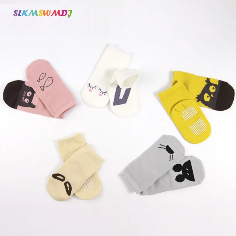 

SLKMSWMDJ 5 colors Spring Autumn cotton non-slip baby socks AB version of the cartoon unisex children's socks for 0-3 years old