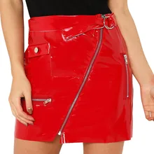 Мини-юбка 2New PU на молнии Юбка поддельный карман нерегулярная юбка весна и лето женские юбки Harajuku Faldas Mujer Moda