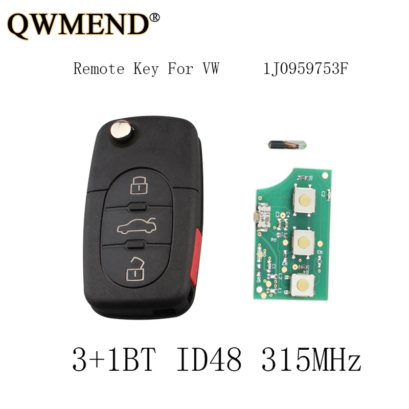 QWMEND 4 кнопки дистанционный ключ-брелок от машины для VW Volkswagen Beetle Golf 1988 1999 2000 2001