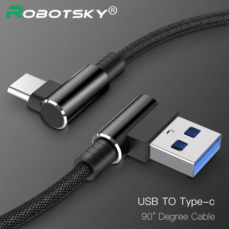

Robotsky 90 degree USB Type C Cable for Samsung A6 S8 2A L elbow USB-C Cable Fast Charging cables for Nintend Switch Oneplus6