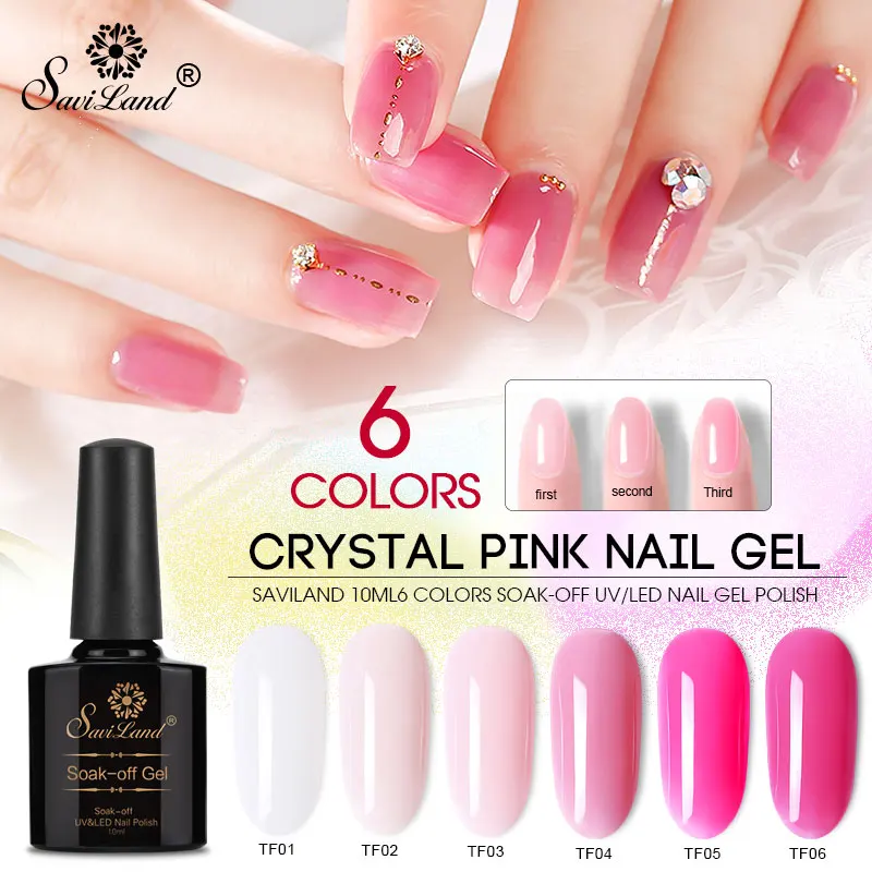 

Saviland Crystal Pink Series Sugar Nail Polish Shimmer Soak Off Nail Art UV Gel Lacquer Hybrid Acrylic Gel Varnish