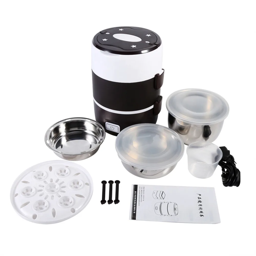 3 Layers Portable Lunch Box Mini Rice Cooker Steamer Stainless Steel