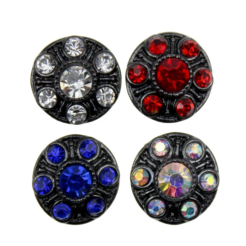 10pcs/lot 12mm Snap Jewelry Lot Vintage Rhinestone Metal Snap Buttons fit DIY 12mm Sivler Snap