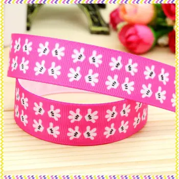 

New 7/8'' Free shipping minnie pattern printed grosgrain ribbon hair bow headwear party decoration wholesale OEM 22mm H3875