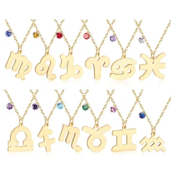 

LUXUKISSKIDS 12pcs/Lot 316L Stainless Steel Zircon Pendant Necklace High Quality For Women Gold Color Necklaces Collier