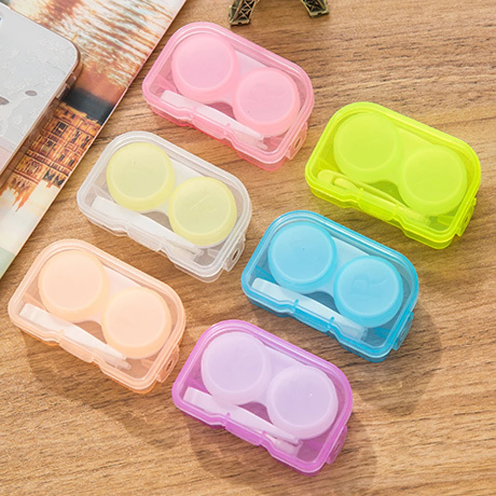 

Random Color 1PC Contact Lens Case Transparent Pocket Plastic Glass Contact Lens Case Travel Kit Holder Portable Eyewear Case