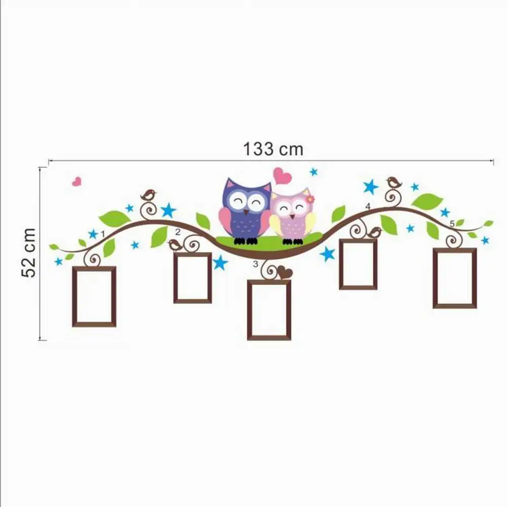 Совы фото наклейки на стену в раме украшение дома Bedrrom наклейки на стену в виде животных Фреска Искусство гостиной мультфильм цветок лоза