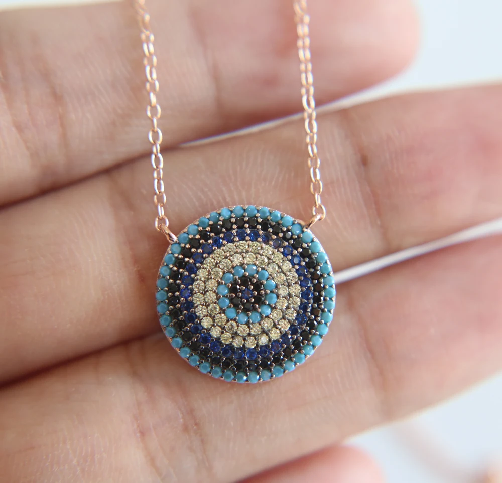 

High quality 2017 100% 925 sterling silver pave nano turquoises rose fashion luxury women choker cz necklace