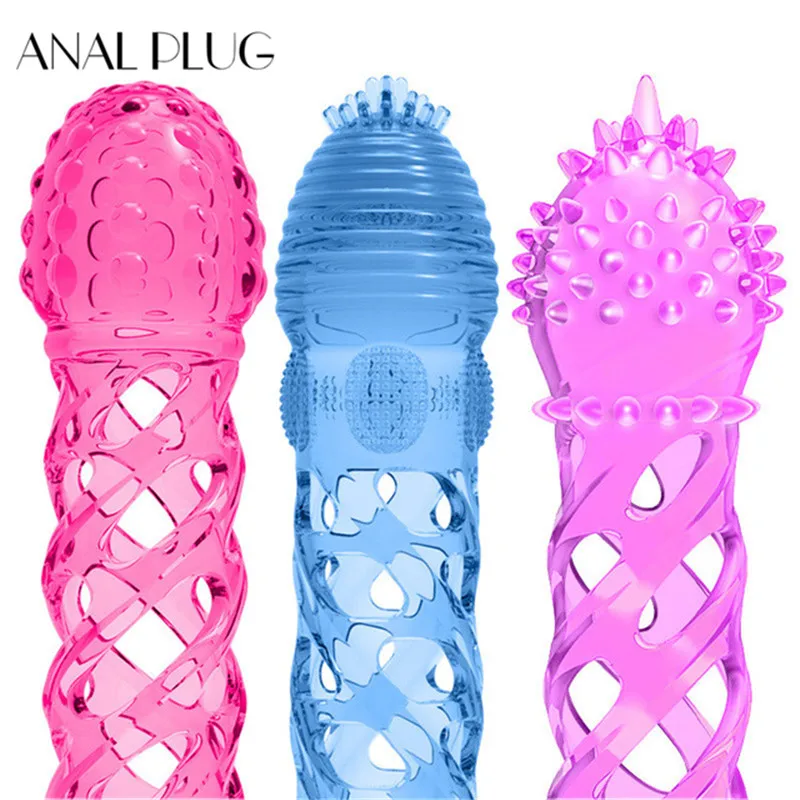 

Male Penis Sleeve Reusable Condom Cock Ring Delay Ejaculation Penis Ring Soft TPE G-spot Stimulate Dildo Sleeve Sex Toys