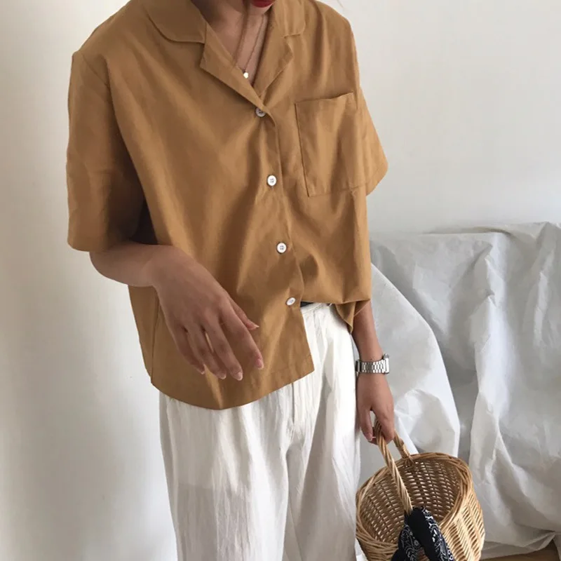  Fashion Women Solid Loose Short Sleeve Casual Blouse women's shirt blusas harajuku womens tops and 