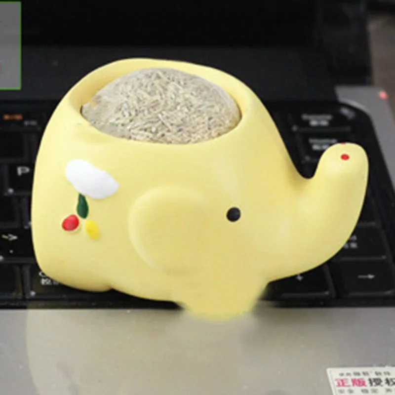 DIY длинная трава голова кукла горшках Office для дома зеленый декоративные растения Пара Коровы мясистые небольшой цветочный горшок