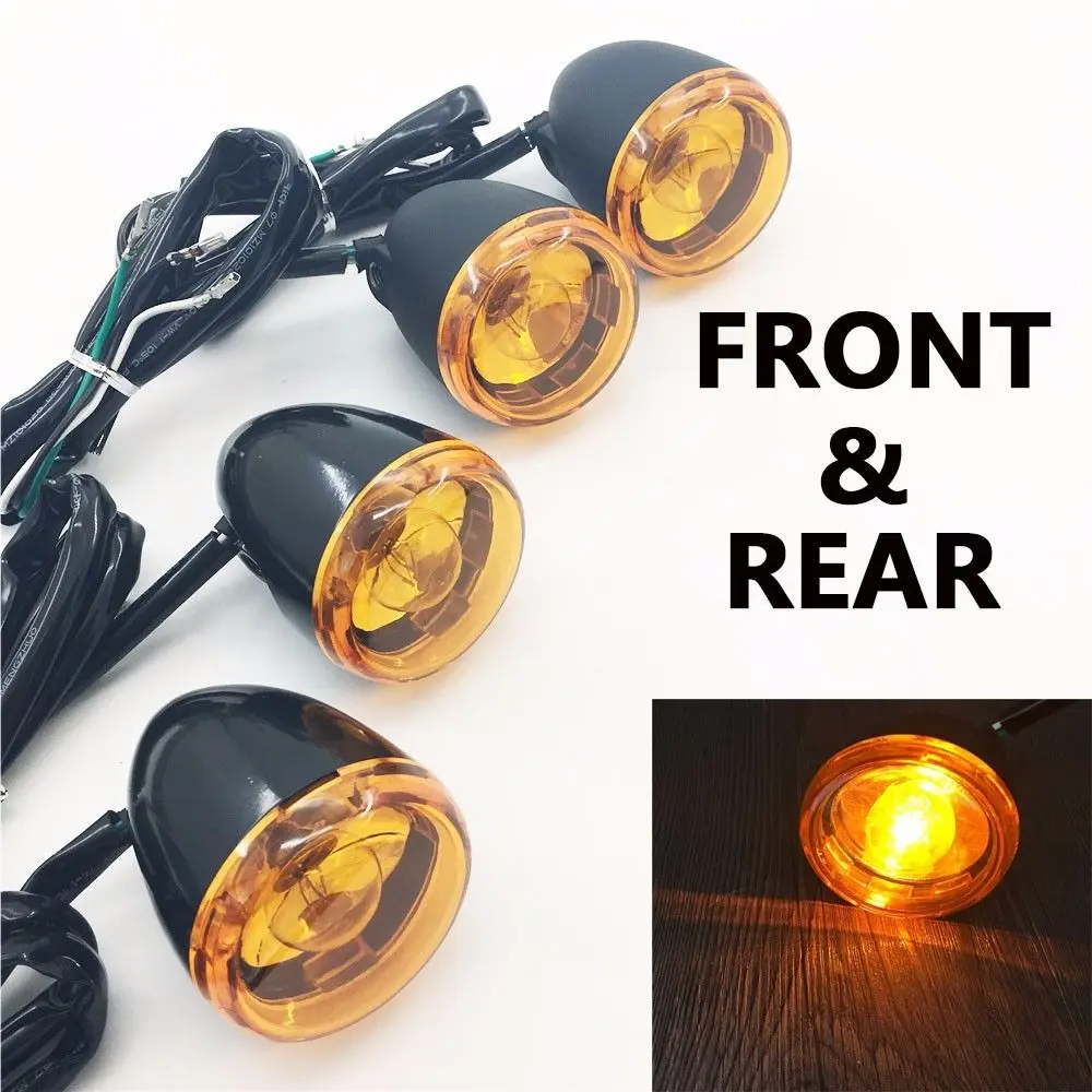 Motorcycle black front + Rear Turn Signal Light For harley XL883 XL1200