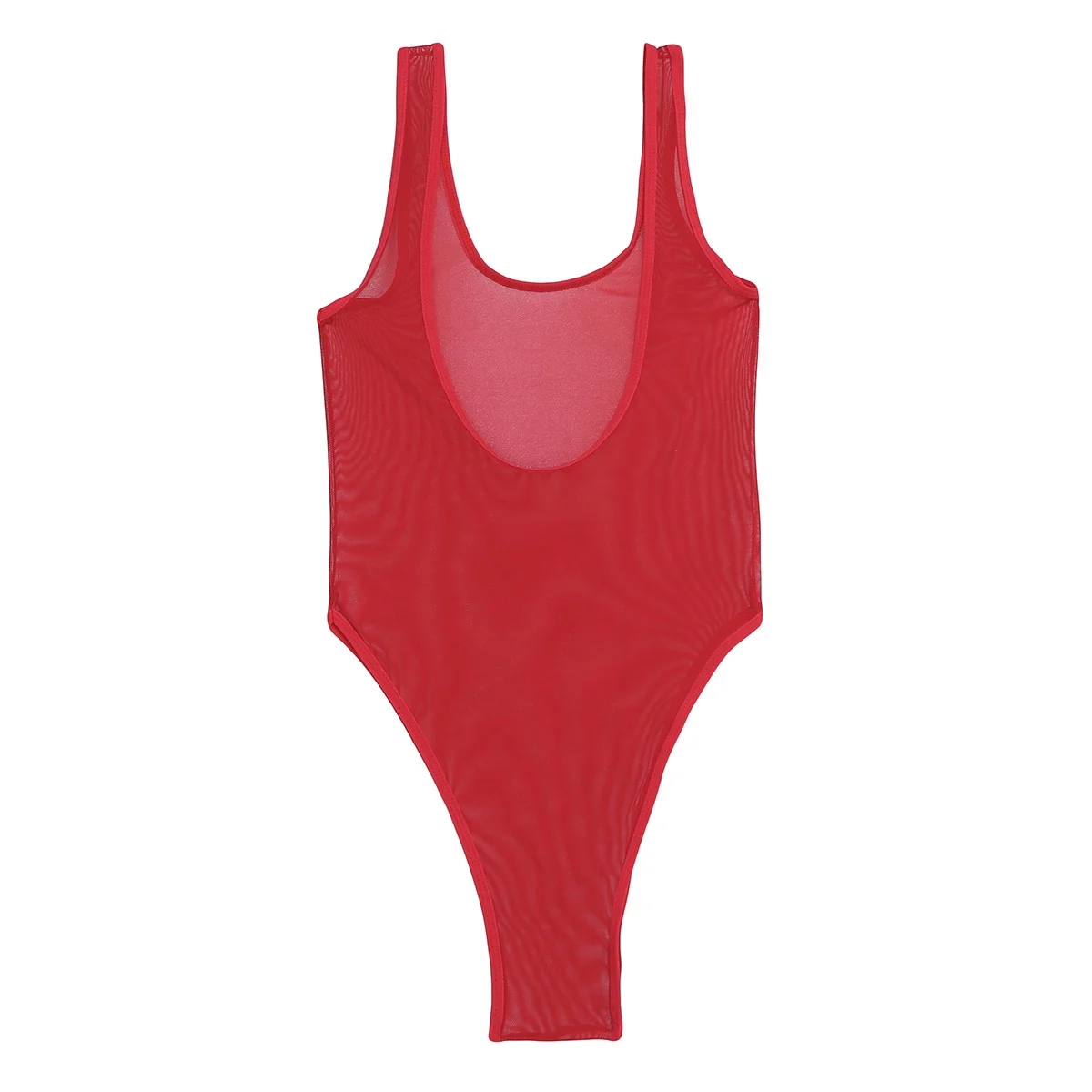 Женский купальник, женское нижнее белье, Цельный купальник, сетчатый прозрачный купальник с высокой посадкой, гимнастический купальник, прозрачный купальник - Цвет: Red