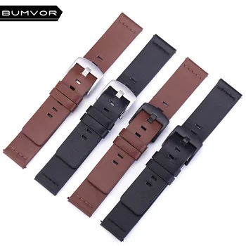 

Italian Oily Leather Watchband 20mm 22mm for Samsung Galaxy Watch 42mm 46mm SM-R810/R800 Quick Release Band Sports Wrist