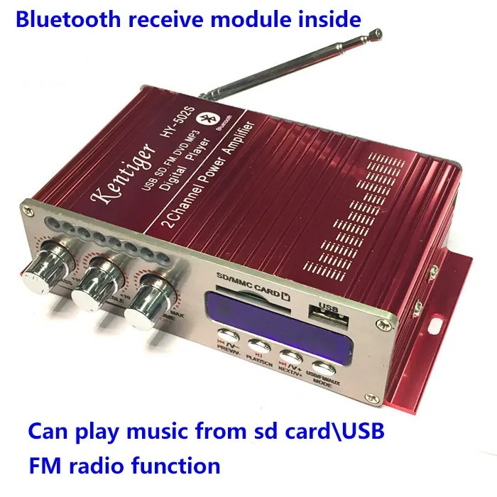 KENTIGER HY-502S с 12V5A адаптер питания 40 Вт мини Bluetooth усилитель+ av-кабель+ пульт дистанционного управления USB/SD карта плеер fm-радио