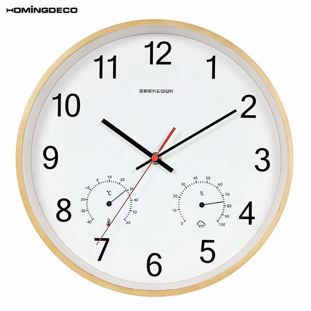 Homingdeco Multi function simple Wall Clocks Wooden Digital Design
