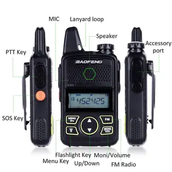 

4pcs/lot Walkie Talkie BF-T1FM Transceiver With PTT MINI Radio UHF 400-470MHz Earpiece Security Guard Equipment Device