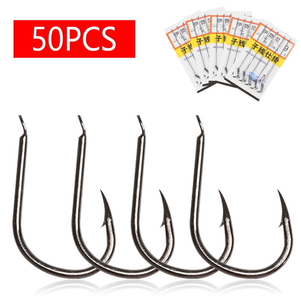 Buy 50pcs Durable High Carbon Steel Tied Fish Hook