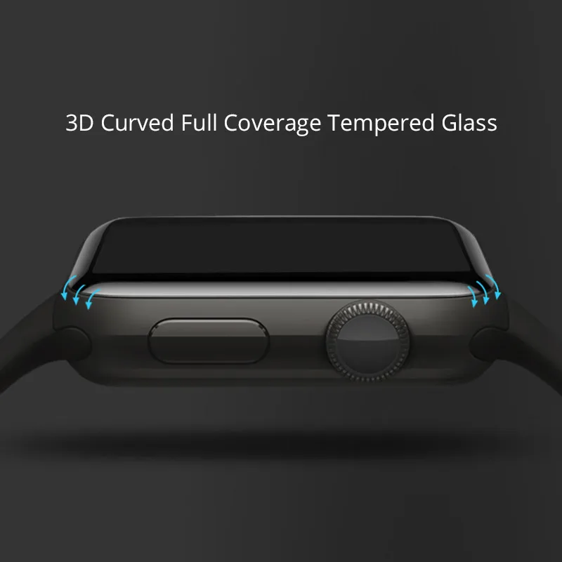 3D полное покрытие закаленное стекло для Apple Watch 38 мм 42 мм серия 1 2 3 Полное покрытие протектор экрана для Apple Watch 1 2 3 стеклянная пленка