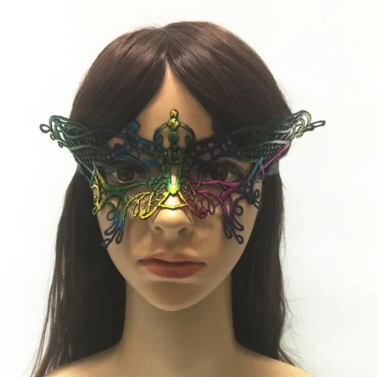 New Halloween colorful bronzing lace blindfold sexy masquerade party amorphous mask festive supplies mask halloween