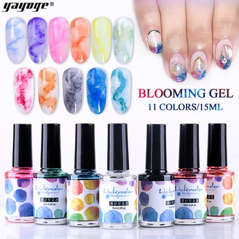 

YAYOGE Blooming Nail Polish 15ml Gradient Watercolor Ink Smoke Effect Blue Purple Nail Art Varnish Manicure DIY Design