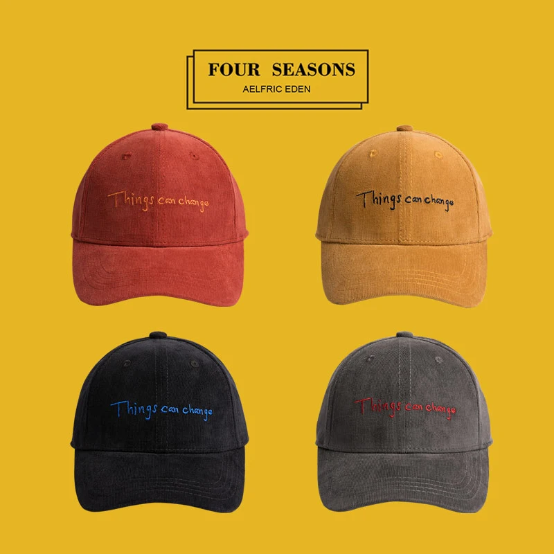 

Aelfric Eden 2018 Winter Warm Corduroy Baseball Caps Adult Adjustable Hats Snapback Casual Letter Embroidery Hip Hop Hat TF04
