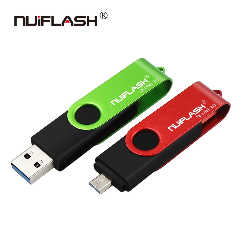 

Hot sale nuiflash metal OTG USB flash drive free rotation memoria USB 16GB 32GB 64GB 128GB Pendrive with key ring as gift