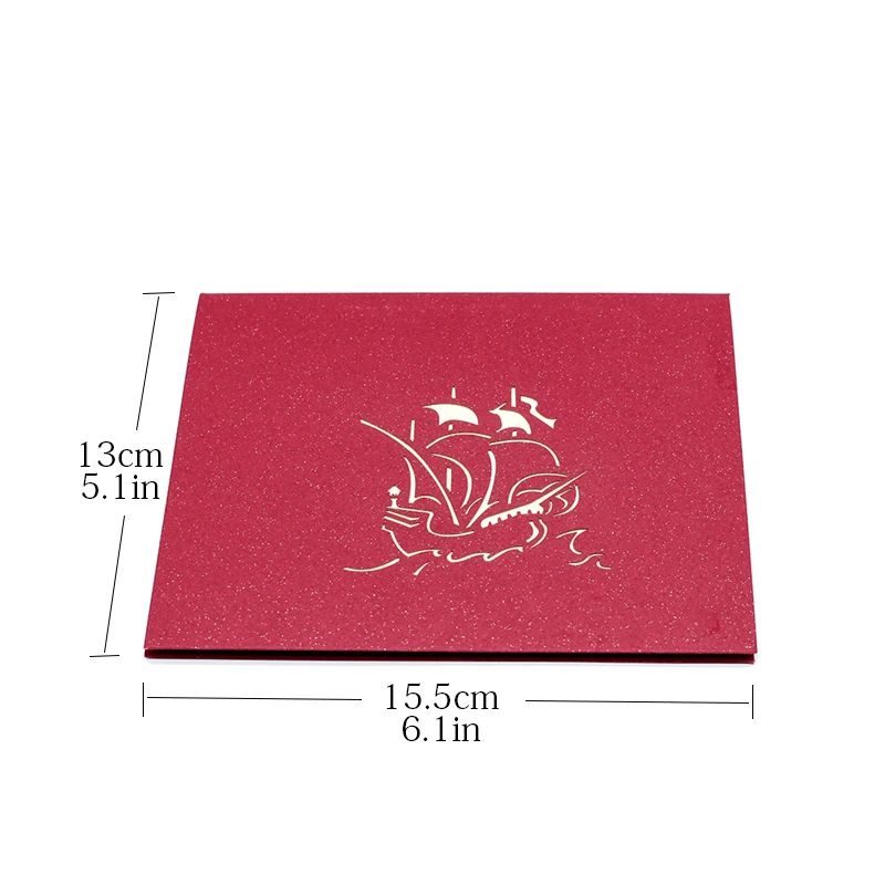  Sailboat Model 3D Pop UP Card Birthday with envelope sticker laser cut invitation Greeting Card pos - 32878875505