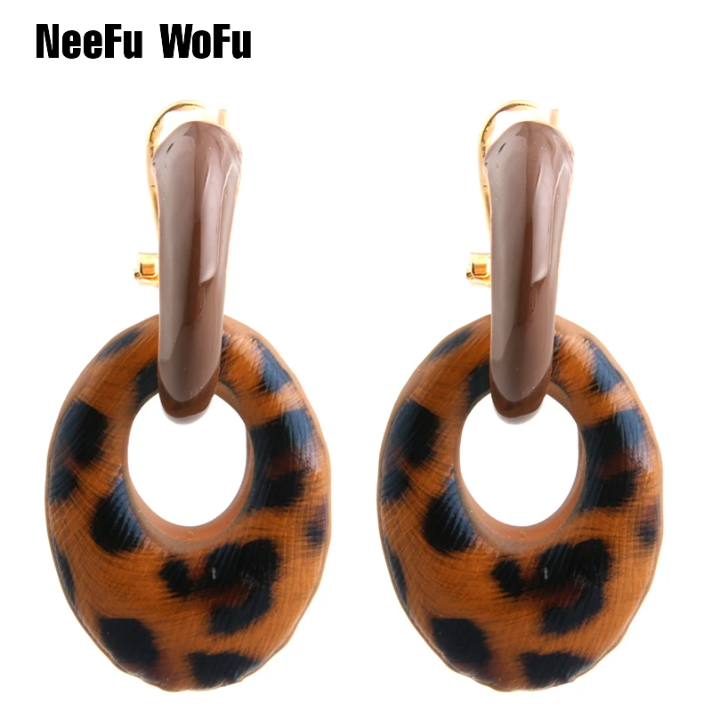 

NeeFuWoFu Oval Drop Big Earring Dangle Zinc alloy Drip oil Large Long Brinco Ear Accessories Tijger Oorbellen Tiger Earrings