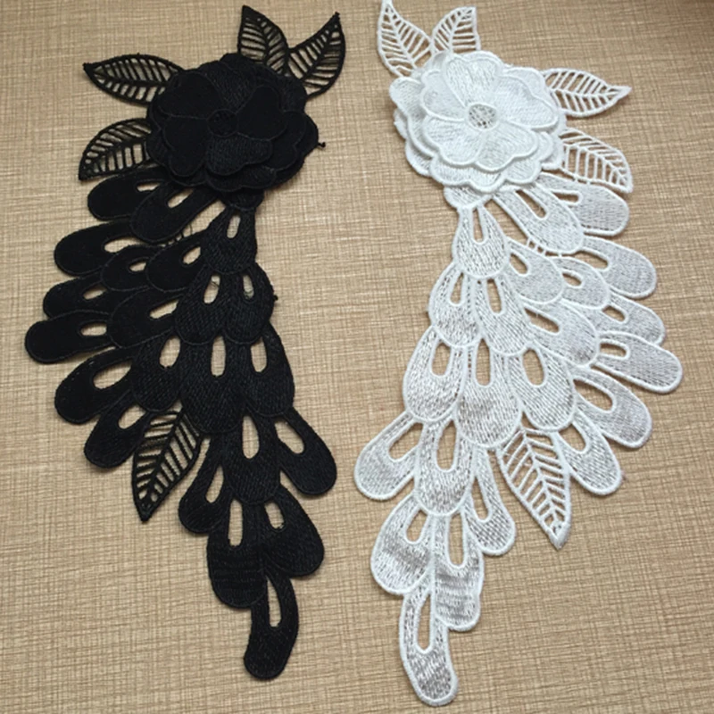 

10Pcs Black White Embroidered Lace Applique Lace Trim Dress Exquisite Lace Collar Neckline DIY Sewing Clothing Accessories