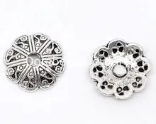 DoreenBeads 100 Silver Tone Flower Bead End Caps 12×2.5mm Findings (B08429), yiwu