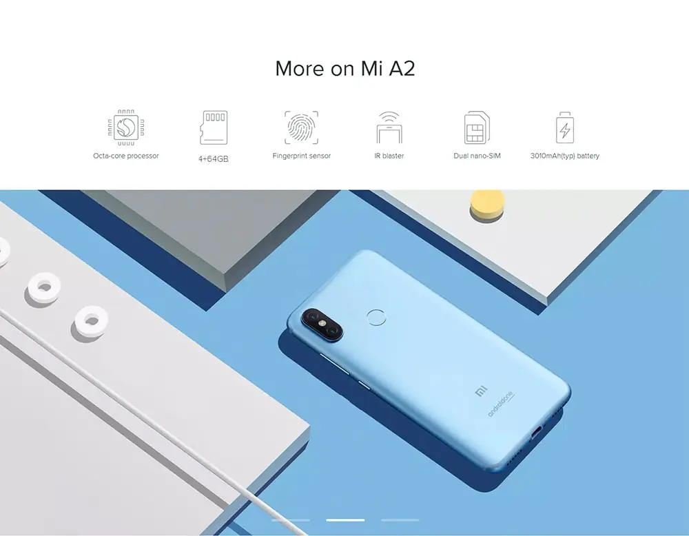 Xiaomi Mi A2 4G Phablet 5.99 inch Android 8.1 Snapdragon 660 Octa Core 2.2GHz 4GB RAM 64GB ROM 12.0MP + 20.0MP Rear Camera Fingerprint Sensor 3010mAh Li-ion Battery- Black