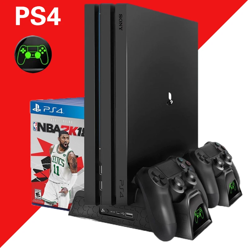 PS4/PS4 Slim/PS4 Pro Controller Charger Console Vertical Stand Cooling Fan Charging Station For SON