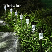 Thrisdar 15 шт. Солнечный светодиодный прожектор на солнечной батарее из нержавеющей стали, садовый пейзаж, садовый путь, Солнечный газон, фонарь для столба